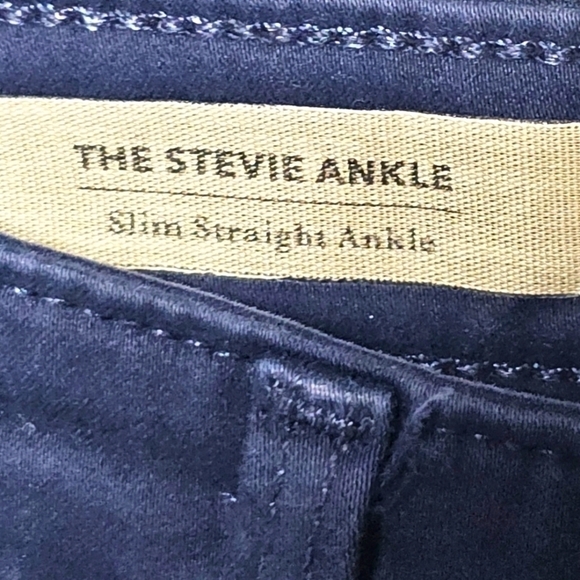 AG Anthropologie "The Stevie Ankle" Sateen Slim Straight Ankle Navy Pants 27 - Picture 2 of 7